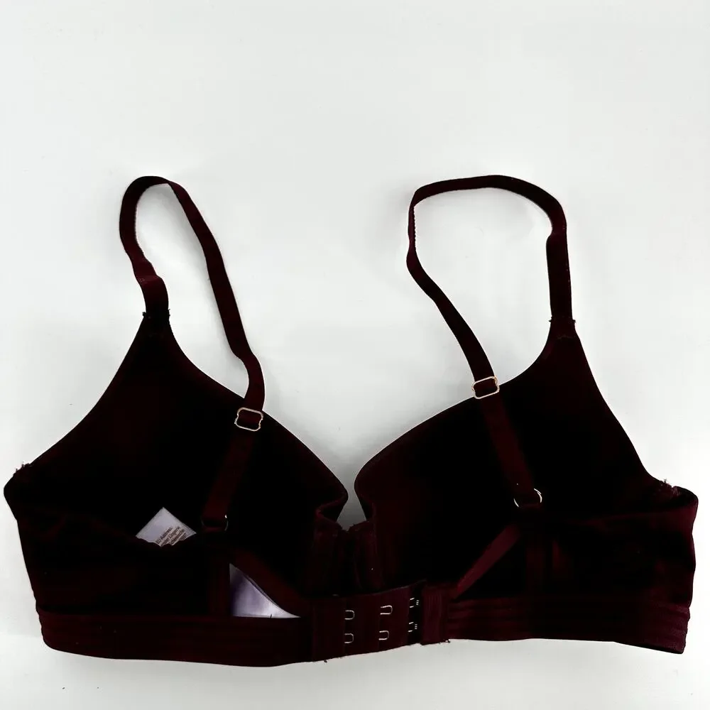 Savage X Fenty Microfiber Balconette T-Shirt Bra Padded Lined Red Cocoa 32C